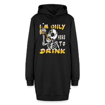 Ich bin nur hier, um zu trinken - Hoodie-Kleid - Schwarz - Vorne - AI Model Female 172 light (172cm)