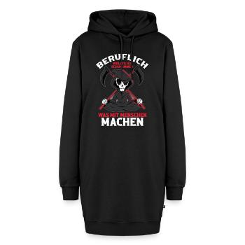 Beruflich Wollte Ich Schon Immer Was Mit Menschen - Hoodie-Kleid - Schwarz - Vorne - AI Model Female 172 light (172cm)