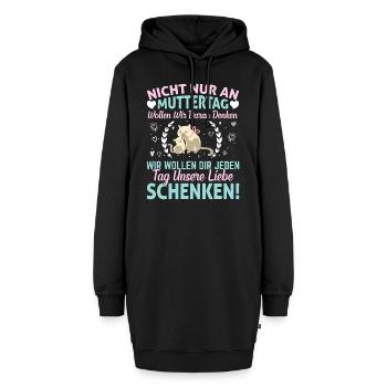 Muttertag - Hoodie-Kleid - Schwarz - Vorne - AI Model Female 172 light (172cm)