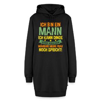 Ich Bin Ein Mann - Hoodie-Kleid - Schwarz - Vorne - AI Model Female 172 light (172cm)