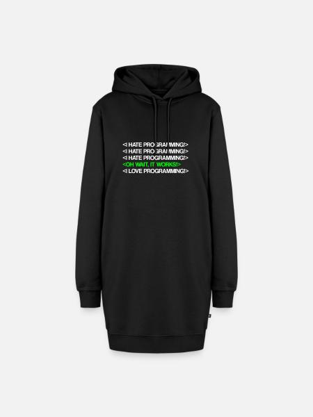 I Hate Programming | Programmierer, Coder, IT Nerd - Hoodie-Kleid - Schwarz