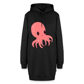 Süßer Oktopus - Hoodie-Kleid - Schwarz - Vorne - AI Model Female 172 light (172cm)