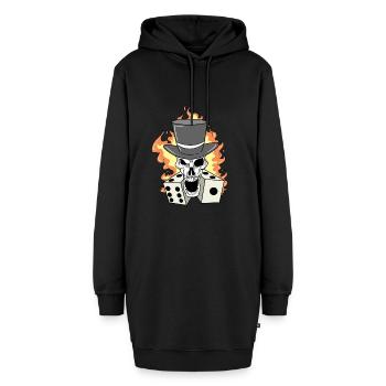 Totenkopf mit Würfeln - Hoodie-Kleid - Schwarz - Vorne - AI Model Female 172 light (172cm)