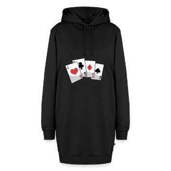 Karten - Skat - Poker - Skatspieler - Hoodie-Kleid - Schwarz - Vorne - AI Model Female 172 light (172cm)
