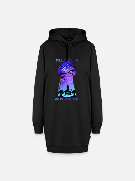 Treffen Sie mich im Wunderland - Hoodie-Kleid - Schwarz