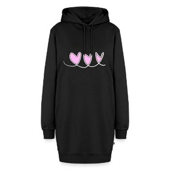 herzen herz - Hoodie-Kleid - Schwarz - Vorne - AI Model Female 172 light (172cm)
