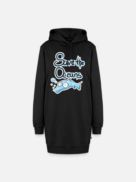Save the Oceans - Hoodie-Kleid - Schwarz