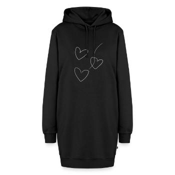 herz herzen - Hoodie-Kleid - Schwarz - Vorne - AI Model Female 172 light (172cm)