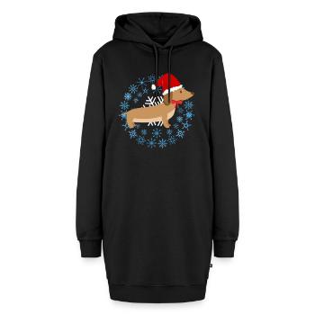 Lustiger Weihnachtsdackel Weihnachten Dackel Hund - Hoodie-Kleid - Schwarz - Vorne - AI Model Female 172 light (172cm)