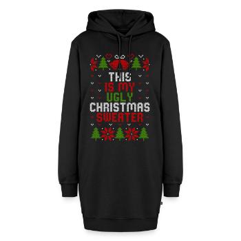 This is my ugly christmas sweater - Hoodie-Kleid - Schwarz - Vorne - AI Model Female 172 light (172cm)