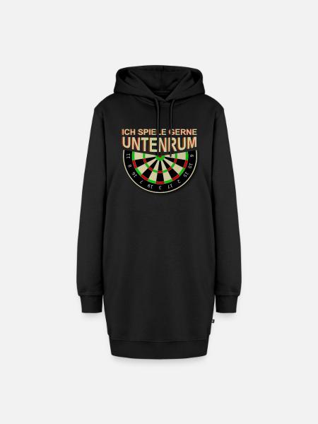 Lustiger Dart Spruch Ich Spiele Gerne Untenrum - Hoodie-Kleid - Schwarz
