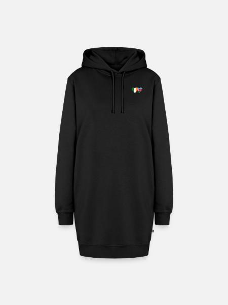 Irland Aserbaidschan Flagge Herz - Hoodie-Kleid - Schwarz