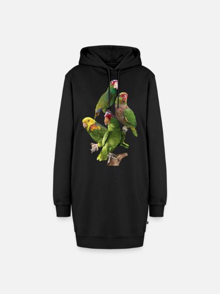 Papageien aus dem Amazonas - Hoodie-Kleid - Schwarz