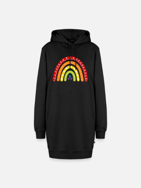 Regenbogen - Hoodie-Kleid - Schwarz
