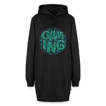 Gaming-Szene-digital - Hoodie-Kleid - Schwarz - Vorne - AI Model Female 172 light (172cm)