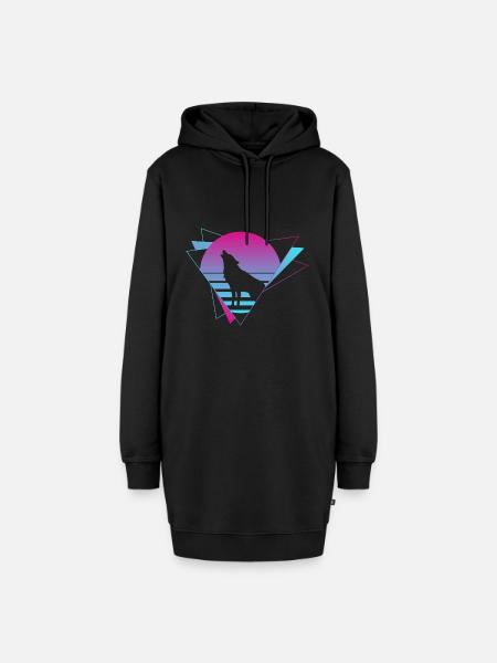 Wolf Vaporwave Wolfsrudel Wolf Wölfe - Hoodie-Kleid - Schwarz
