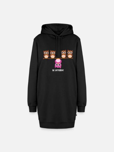 Süsse Eulen Be Different - Hoodie-Kleid - Schwarz