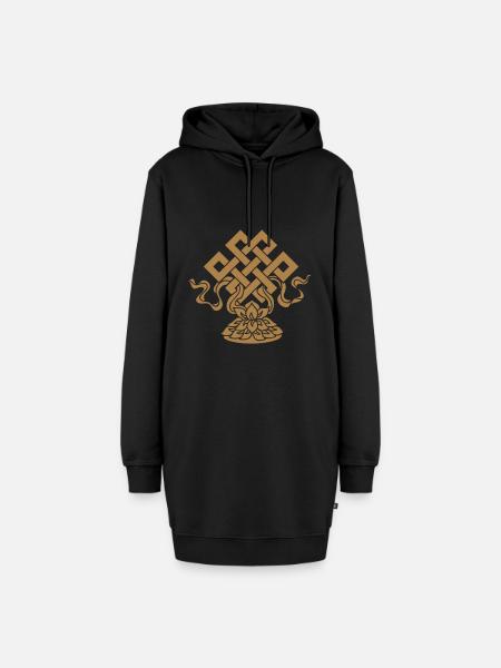 Endlos Knoten, Tibet, Unendlich, Buddhismus, Glück - Hoodie-Kleid - Schwarz