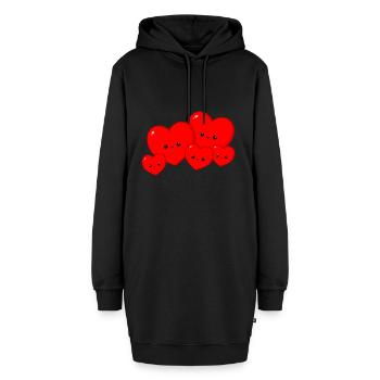 Herz - Familie - Hoodie-Kleid - Schwarz - Vorne - AI Model Female 172 light (172cm)