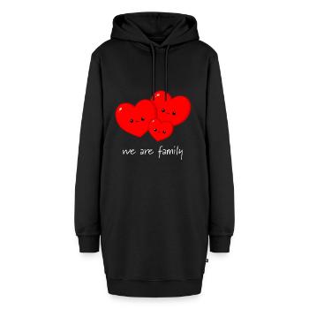 Herzen - Familie - Hoodie-Kleid - Schwarz - Vorne - AI Model Female 172 light (172cm)
