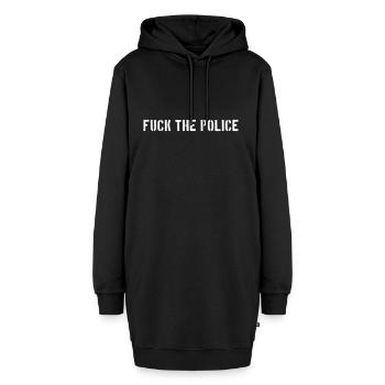 fuck the police Polizei Staat Cops Bullen Polizist - Hoodie-Kleid - Schwarz - Vorne - AI Model Female 172 light (172cm)