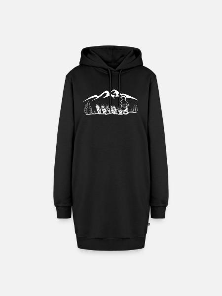Husky Schlittenfahren - Hoodie-Kleid - Schwarz
