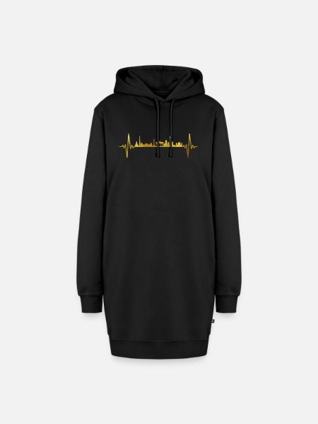 Berlin Skyline Herzschlag - Hoodie-Kleid - Schwarz