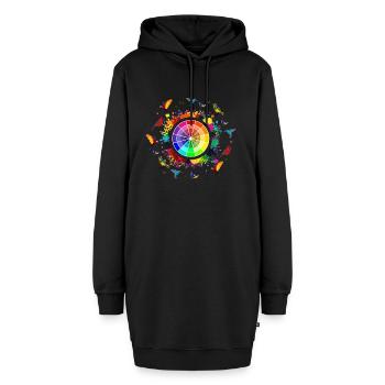 Explosion von Regenbogen, Regenbogen, Regenbogen-t-Shirts - Hoodie-Kleid - Schwarz - Vorne - AI Model Female 172 light (172cm)