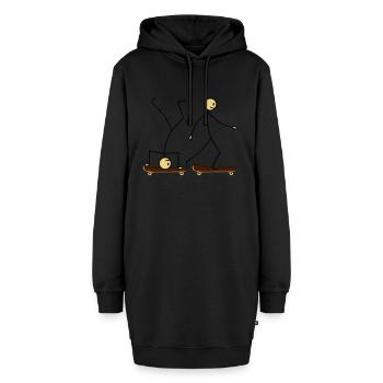 Skateboard Fun - Hoodie-Kleid - Schwarz - Vorne - AI Model Female 172 light (172cm)