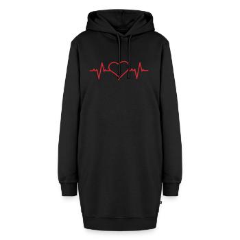 Herz mit Herzfrequenz - Hoodie-Kleid - Schwarz - Vorne - AI Model Female 172 light (172cm)