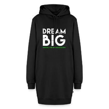 Dream Big, Dream Big Zitate, zitate, Zitate - Hoodie-Kleid - Schwarz - Vorne - AI Model Female 172 light (172cm)