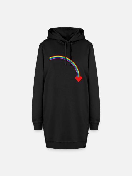 Regenbogen - Hoodie-Kleid - Schwarz