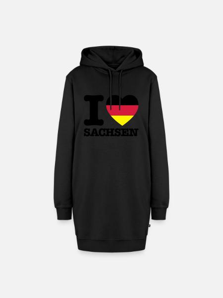 I Love Sachsen Deutschland - Hoodie-Kleid - Schwarz