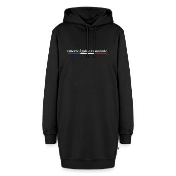 Liberté, Égalité, Fraternité - Hoodie-Kleid - Schwarz - Vorne - AI Model Female 172 light (172cm)