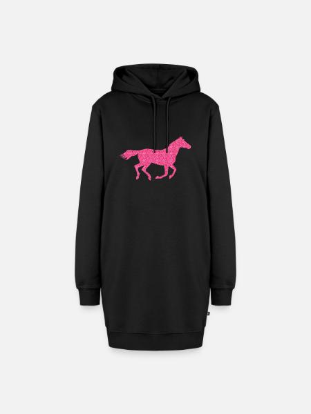 Glitzer Pferd - Hoodie-Kleid - Schwarz