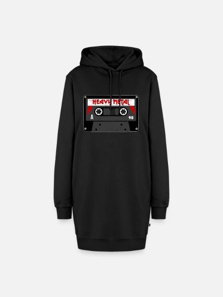 Heavy Metal Kassette - Oldschool - Hoodie-Kleid - Schwarz