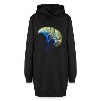 Fraktal #97 - Hoodie-Kleid - Schwarz - Vorne - AI Model Female 172 light (172cm)