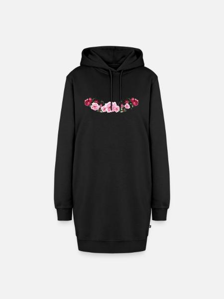Blumen - Hoodie-Kleid - Schwarz
