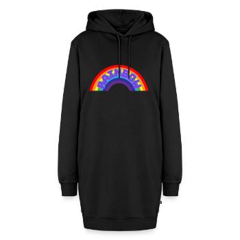 Regenbogen - Hoodie-Kleid - Schwarz - Vorne - AI Model Female 172 light (172cm)