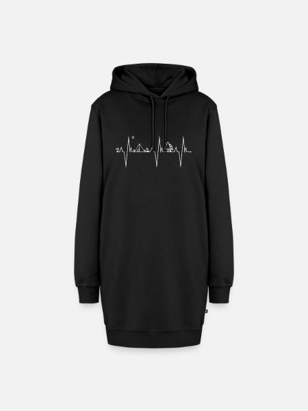 Herzschlag Camping Zelt Wald Shirt Geschenk - Hoodie-Kleid - Schwarz