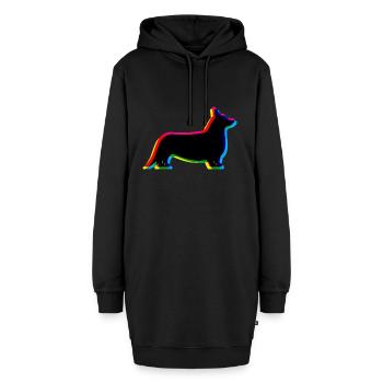 CMYK Welsh Corgi Cardigan - Hoodie-Kleid - Schwarz - Vorne - AI Model Female 172 light (172cm)