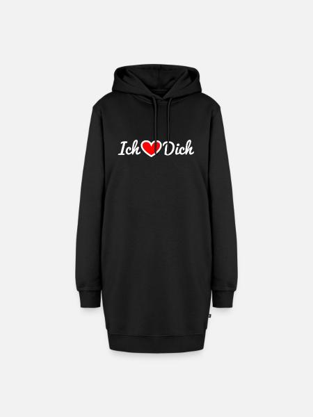 Ich liebe dich - Hoodie-Kleid - Schwarz