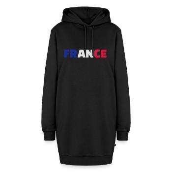 Frankreich - Hoodie-Kleid - Schwarz - Vorne - AI Model Female 172 light (172cm)