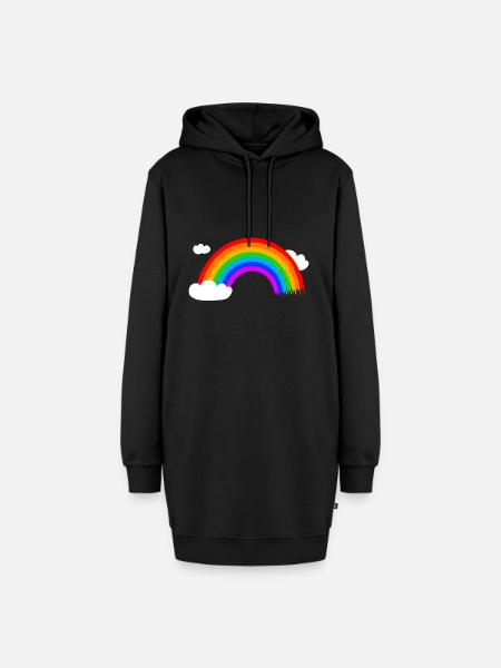 Regenbogen - Hoodie-Kleid - Schwarz