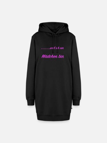 weil ich ein Mädchen bin - Hoodie-Kleid - Schwarz