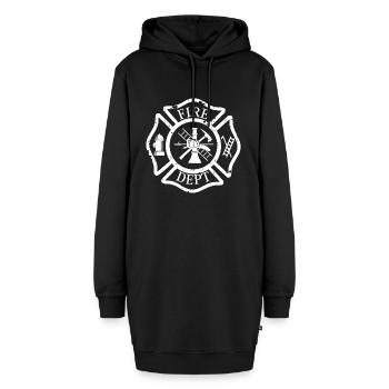 Feuerwehrmann - Hoodie-Kleid - Schwarz - Vorne - AI Model Female 172 light (172cm)