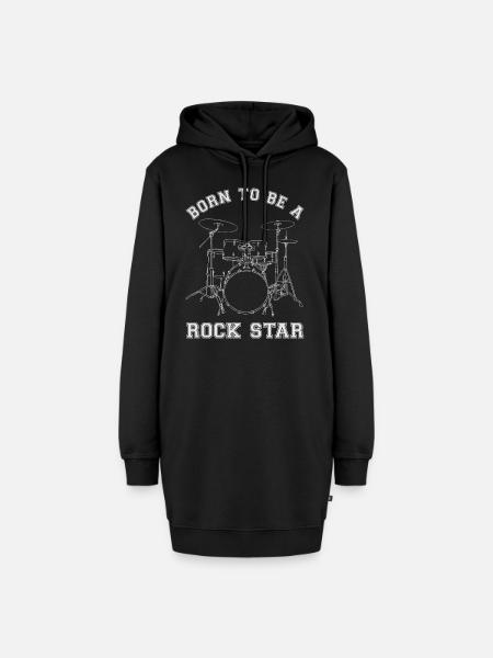 Born To Be A Rock Star Drums - Hoodie-Kleid - Schwarz