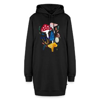 Pilz Design Fliegenpilz Steinpilz Pfifferling - Hoodie-Kleid - Schwarz - Vorne - AI Model Female 172 light (172cm)