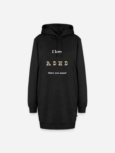 ADHD excuse - Hoodie-Kleid - Schwarz