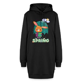 Frühling | Osterhase | Frohe Ostern | Illustration - Hoodie-Kleid - Schwarz - Vorne - AI Model Female 172 light (172cm)